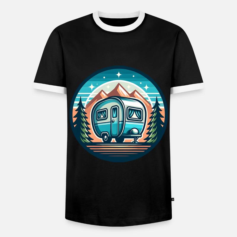 Camping Caravan - Men's Ringer Shirt - black/white