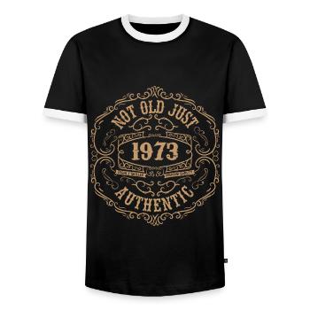 1973 Classic 1973 Retro 1973 Geburtstagsgeschenk - Männer Kontrast-T-Shirt - Schwarz/Weiß - Vorne - AI Model Female 172 light (172cm) & AI Model Male 178 light (178cm)