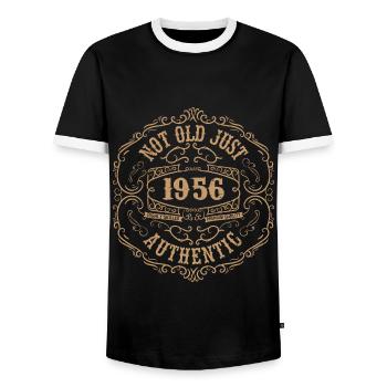 1956 Classic 1956 Retro 1956 Geburtstagsgeschenk - Männer Kontrast-T-Shirt - Schwarz/Weiß - Vorne - AI Model Female 172 light (172cm) & AI Model Male 178 light (178cm)
