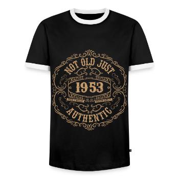 1953 Classic 1953 Retro 1953 Geburtstagsgeschenk - Männer Kontrast-T-Shirt - Schwarz/Weiß - Vorne - AI Model Female 172 light (172cm) & AI Model Male 178 light (178cm)