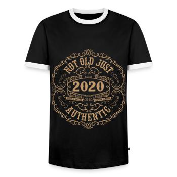2020 Classic 2020 Retro 2020 Geburtstagsgeschenk - Männer Kontrast-T-Shirt - Schwarz/Weiß - Vorne - AI Model Female 172 light (172cm) & AI Model Male 178 light (178cm)