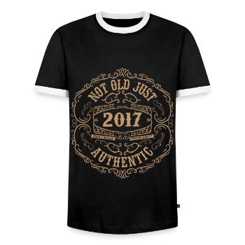 2017 Classic 2017 Retro Geburtstagsgeschenk 2017 - Männer Kontrast-T-Shirt - Schwarz/Weiß - Vorne - AI Model Female 172 light (172cm) & AI Model Male 178 light (178cm)