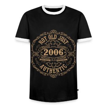 2006 Classic 2006 Retro Geburtstagsgeschenk 2006 - Männer Kontrast-T-Shirt - Schwarz/Weiß - Vorne - AI Model Female 172 light (172cm) & AI Model Male 178 light (178cm)