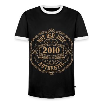 2010 Classic 2010 Retro 2010 Geburtstagsgeschenk - Männer Kontrast-T-Shirt - Schwarz/Weiß - Vorne - AI Model Female 172 light (172cm) & AI Model Male 178 light (178cm)