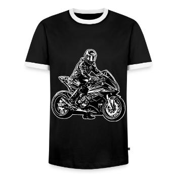 Motorcycle Lifestyle / Motorrad / Motorräder biker - Männer Kontrast-T-Shirt - Schwarz/Weiß - Vorne - AI Model Female 172 light (172cm) & AI Model Male 178 light (178cm)