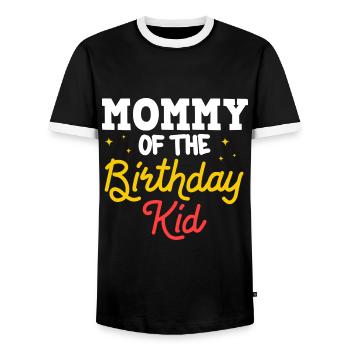 Circus Birthday Party Mama Theme Ringmaster - Men's Ringer Shirt - black/white - Front - AI Model Female 172 light (172cm) & AI Model Male 178 light (178cm)