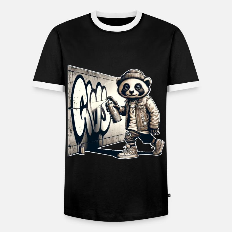 Panda Graffiti - Männer Kontrast-T-Shirt - Schwarz/Weiß