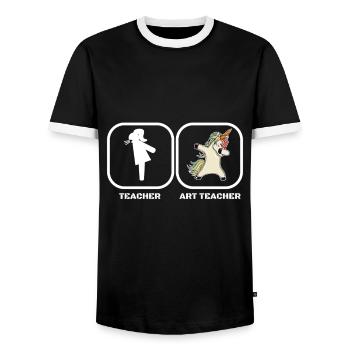 Art Teacher Art Teacher Unicorn - Men's Ringer Shirt - black/white - Front - AI Model Female 172 light (172cm) & AI Model Male 178 light (178cm)