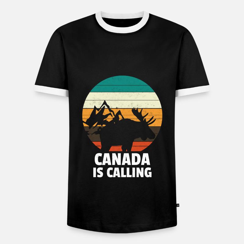 Canada Is Calling Kanada - Männer Kontrast-T-Shirt - Schwarz/Weiß