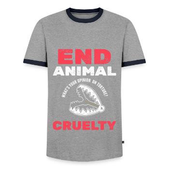 Contre la cruauté envers les animaux de compagnie - T-shirt contrasté Homme - gris/marine  - Devant - AI Model Female 172 light (172cm) & AI Model Male 178 light (178cm)