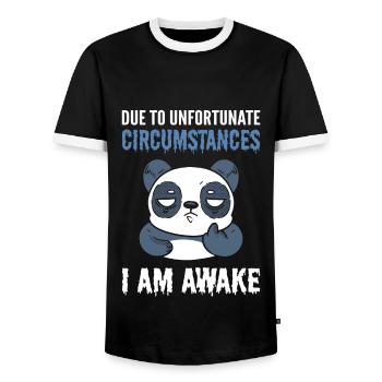 Due To Unfortunate Circumstances I Am Awake Panda - Männer Kontrast-T-Shirt - Schwarz/Weiß - Vorne - AI Model Female 172 light (172cm) & AI Model Male 178 light (178cm)