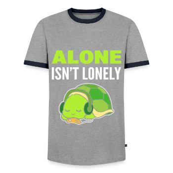 Turtle introverti mélomane - T-shirt contrasté Homme - gris/marine  - Devant - AI Model Female 172 light (172cm) & AI Model Male 178 light (178cm)