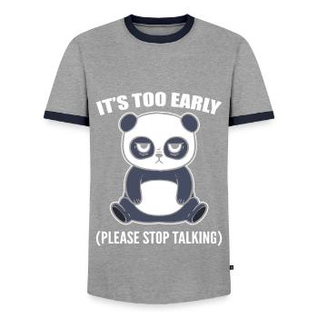 It's Too Early Please Stop Talking Zookeepers - Men's Ringer Shirt - grey/navy  - Front - AI Model Female 172 light (172cm) & AI Model Male 178 light (178cm)