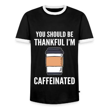 Lustiger Kaffeeliebhaber Kaffee - Männer Kontrast-T-Shirt - Schwarz/Weiß - Vorne - AI Model Female 172 light (172cm) & AI Model Male 178 light (178cm)