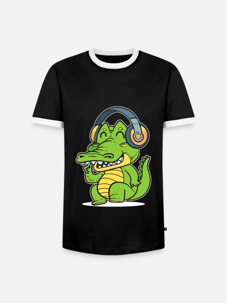 DJ Crocodile Discjockey - Männer Kontrast-T-Shirt - Schwarz/Weiß