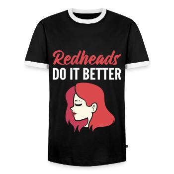 Redheads Do It Better Friseur - Männer Kontrast-T-Shirt - Schwarz/Weiß - Vorne - AI Model Female 172 light (172cm) & AI Model Male 178 light (178cm)