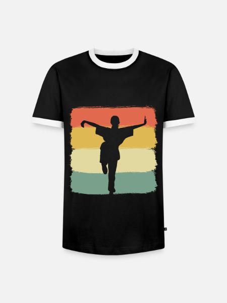 Kung-Fu-Kampf Kampfsportler - Männer Kontrast-T-Shirt - Schwarz/Weiß