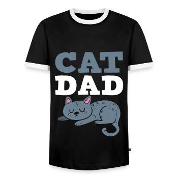 Cat Dad Katzenvater - Männer Kontrast-T-Shirt - Schwarz/Weiß - Vorne - AI Model Female 172 light (172cm) & AI Model Male 178 light (178cm)