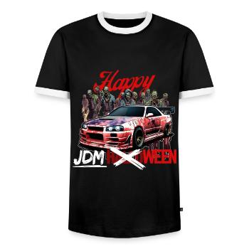 Jdm Halloween edition / Tuning Mechanic Costume - Men's Ringer Shirt - black/white - Front - AI Model Female 172 light (172cm) & AI Model Male 178 light (178cm)