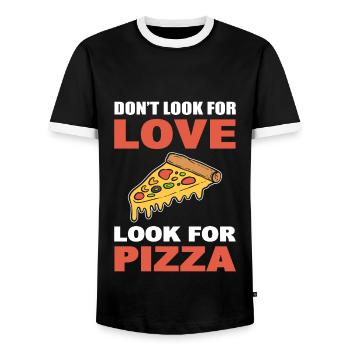 Pizza -Liebhaber Pizzaiolo - Männer Kontrast-T-Shirt - Schwarz/Weiß - Vorne - AI Model Female 172 light (172cm) & AI Model Male 178 light (178cm)