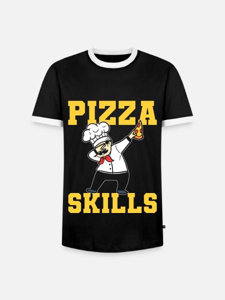 Pizza Skills Pizzabäcker - Männer Kontrast-T-Shirt - Schwarz/Weiß