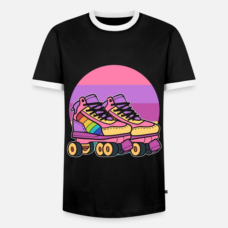 Retro-Rollschuhe Rollerblader - Männer Kontrast-T-Shirt - Schwarz/Weiß
