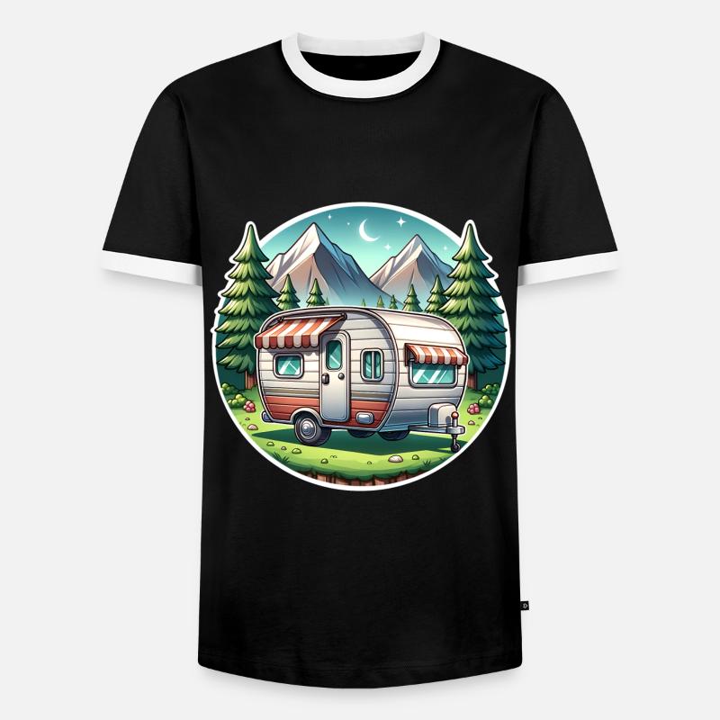 Camping Camper Caravan - Men's Ringer Shirt - black/white