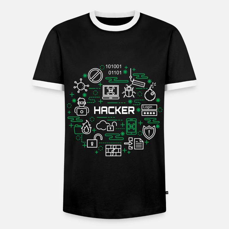 Hacker - Männer Kontrast-T-Shirt - Schwarz/Weiß