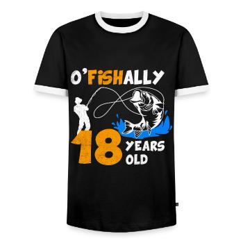 18 Jahre alt, Fischer Angler Geburtsspruch - Männer Kontrast-T-Shirt - Schwarz/Weiß - Vorne - AI Model Female 172 light (172cm) & AI Model Male 178 light (178cm)