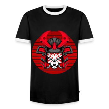 Kitsun Vaporwave Japanische Kami Vaporwave Kitsune - Männer Kontrast-T-Shirt - Schwarz/Weiß - Vorne - AI Model Female 172 light (172cm) & AI Model Male 178 light (178cm)