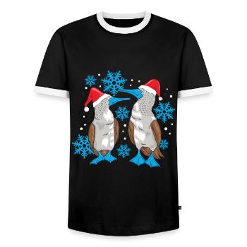 Blaufußtölpel Weihnachten - Männer Kontrast-T-Shirt - Schwarz/Weiß - Vorne - AI Model Female 172 light (172cm) & AI Model Male 178 light (178cm)