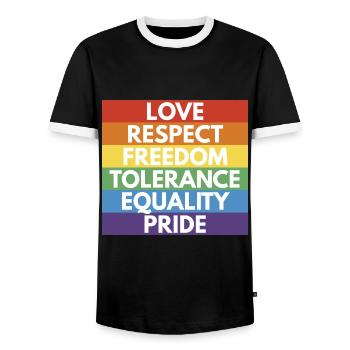 LGBTQ+ - T-shirt contrasté Homme - noir/blanc - Devant - AI Model Female 172 light (172cm) & AI Model Male 178 light (178cm)