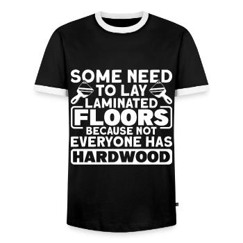 Flooring Flooring Installer Tiler Flooring - Men's Ringer Shirt - black/white - Front - AI Model Female 172 light (172cm) & AI Model Male 178 light (178cm)