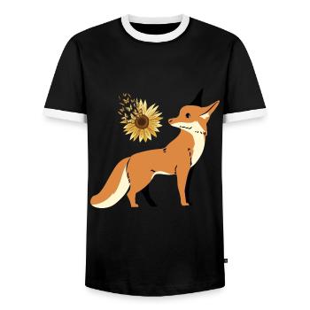 Renard, Faune, Nature sauvage, Nature, Fleur, Papillons - T-shirt contrasté Homme - noir/blanc - Devant - AI Model Female 172 light (172cm) & AI Model Male 178 light (178cm)