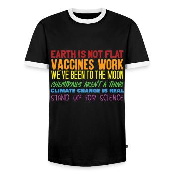 Erde Flach Zitate bunt viele Sprüche Geschenk - Männer Kontrast-T-Shirt - Schwarz/Weiß - Vorne - AI Model Female 172 light (172cm) & AI Model Male 178 light (178cm)