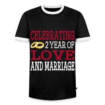 2 ans marié deuxième cadeau d'anniversaire de mariage - T-shirt contrasté Homme - noir/blanc - Devant - AI Model Female 172 light (172cm) & AI Model Male 178 light (178cm)