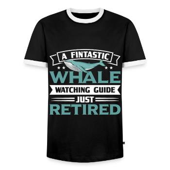 Whale Watching Whale Watching Orca Blue Whale - Men's Ringer Shirt - black/white - Front - AI Model Female 172 light (172cm) & AI Model Male 178 light (178cm)