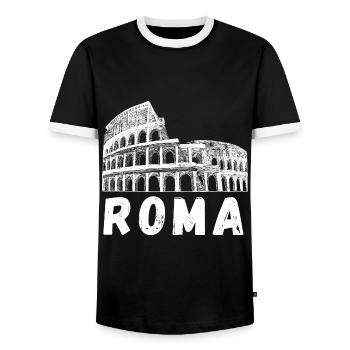 Roma Kolosseum Rom Kolosseum Italien Souvenir - Männer Kontrast-T-Shirt - Schwarz/Weiß - Vorne - AI Model Female 172 light (172cm) & AI Model Male 178 light (178cm)