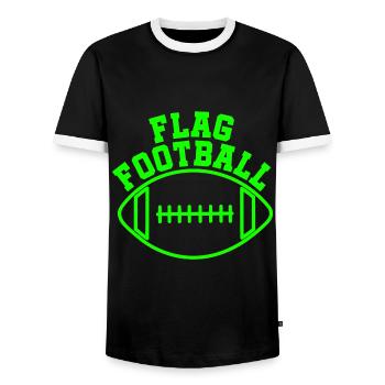 FLAG FOOTBALL – Für echte Flag Football-Fans - Männer Kontrast-T-Shirt - Schwarz/Weiß - Vorne - AI Model Female 172 light (172cm) & AI Model Male 178 light (178cm)