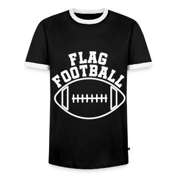 FLAG FOOTBALL – Für echte Flag Football-Fans - Männer Kontrast-T-Shirt - Schwarz/Weiß - Vorne - AI Model Female 172 light (172cm) & AI Model Male 178 light (178cm)