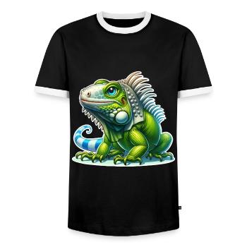 Iguane - T-shirt contrasté Homme - noir/blanc - Devant - AI Model Female 172 light (172cm) & AI Model Male 178 light (178cm)