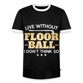 Pas de vie sans floorball floorball - T-shirt contrasté Homme - noir/blanc - Devant - AI Model Female 172 light (172cm) & AI Model Male 178 light (178cm)
