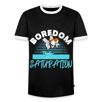 Boredom Satiety Aquarian Fish Keeping Goldf - Men's Ringer Shirt - black/white - Front - AI Model Female 172 light (172cm) & AI Model Male 178 light (178cm)