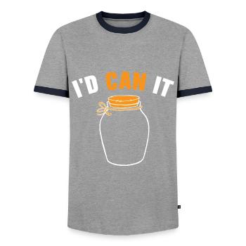 Je pourrais le mettre en conserve des aliments en conserve i - T-shirt contrasté Homme - gris/marine  - Devant - AI Model Female 172 light (172cm) & AI Model Male 178 light (178cm)