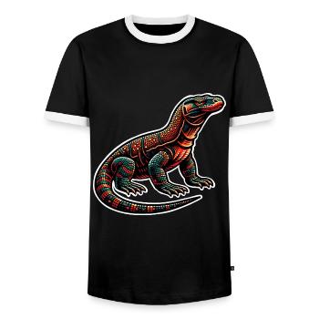 Komodowaran Komodo Dragon - Männer Kontrast-T-Shirt - Schwarz/Weiß - Vorne - AI Model Female 172 light (172cm) & AI Model Male 178 light (178cm)