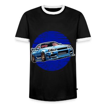 Jdm Halloween edition / Tuning Mechanic Costume - Men's Ringer Shirt - black/white - Front - AI Model Female 172 light (172cm) & AI Model Male 178 light (178cm)