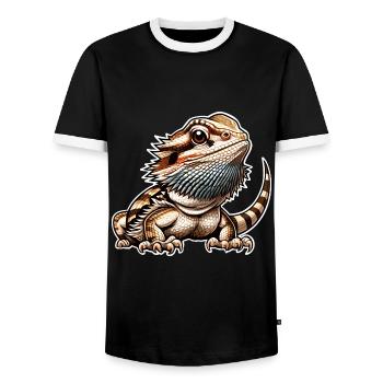 Bearded dragons - Men's Ringer Shirt - black/white - Front - AI Model Female 172 light (172cm) & AI Model Male 178 light (178cm)