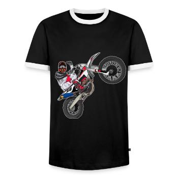 Motocross / Enduro / Freestyle mx / Dirtbike retro - Männer Kontrast-T-Shirt - Schwarz/Weiß - Vorne - AI Model Female 172 light (172cm) & AI Model Male 178 light (178cm)