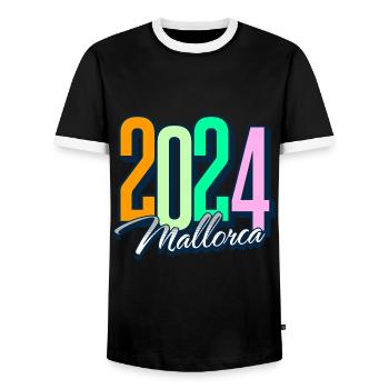 Mallorca 2024 - Männer Kontrast-T-Shirt - Schwarz/Weiß - Vorne - AI Model Female 172 light (172cm) & AI Model Male 178 light (178cm)