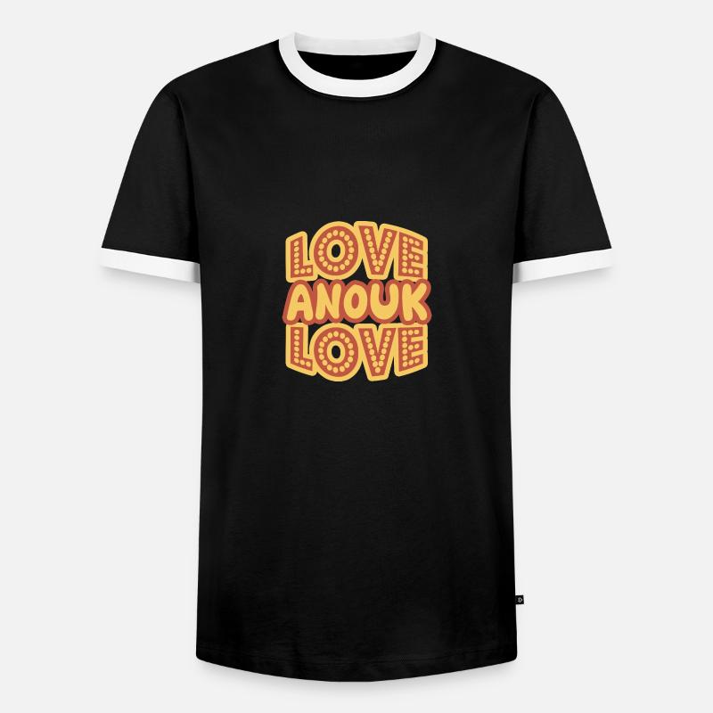 First name Anouk - Men's Ringer Shirt - black/white
